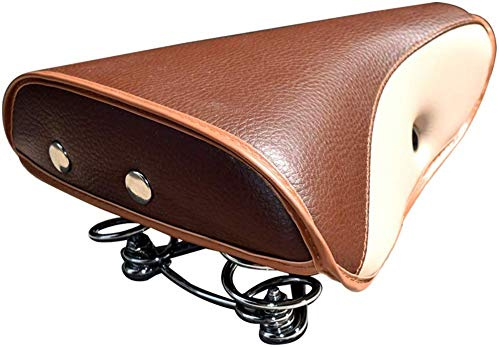 TentHome Selle de Velo Ultra Confortable pour Homme et Femme Rétro, Selle Velo Confort avec Amortissement, Selles pour Vélo à Ressorts Vintage Marron