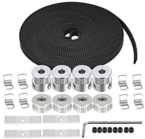 TUZUK 5M GT2 Cinghia dentata 6mm di larghezza + 4 pezzi 20 denti 5mm Ruota dentata con foro + 4 pezzi folle + 8 pezzi Torsione molla tenditore + 4 pezzi Blocco di montaggio morsetto