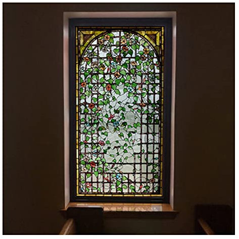 Siunwdiy Kirchlich Milchglasfolie Fensterdeko hitzeschutz Fensterfolie,Selbstklebend Fensterfolie Blickdicht,Kein Kleber Statisch Vinyl für Badezimmer Wohnzimmer Dekorativ,G,60x90cm(24x36)