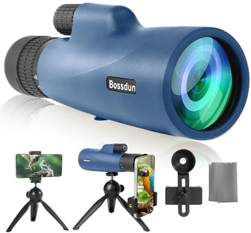 BOSSDUN Monocular Telescope 10-30x50 HD High Power Zoom Magnification with Phone Adapter Tripod & Lens Hood, Low Night Vision Waterproof Monoculars for Adults for Bird Watching Hiking Concert Travel