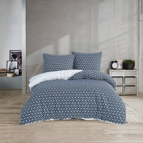 Mixibaby Bettwäsche Bettgarnitur Bettbezug Bedruckt Baumwolle 135x200 155x220 200x200, Größe:200 x 200 cm, Design Bettwäsche:Tina Blau