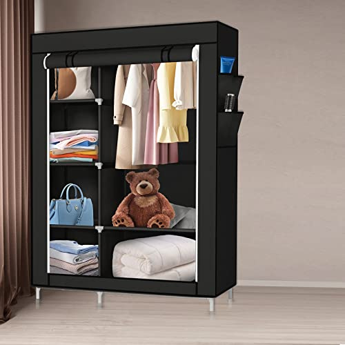 RELOVE Armadietto portaoggetti pieghevole – guardaroba guardaroba in tessuto non tessuto con chiusura a cerniera – guardaroba, armadio da campeggio (105 x 45 x 170 cm)