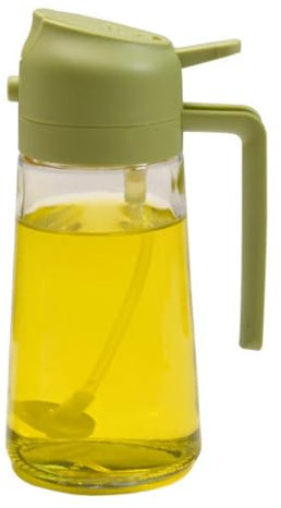 2-in-1-Multifunktions-Ölflasche,Ölflasche ausgießer und Sprüher,Öl Sprüher für Speiseöl,Ölspray zum Kochen,Essig Sprayer Spender,Öl Sprühflasche zum Kochen,Backen,Grillen und Salat (Grün)