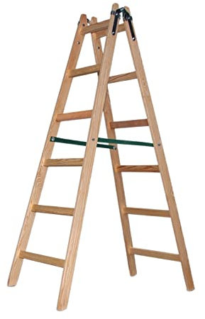 VaGo - Escalera de madera (2 x 6 peldaños, plegable)