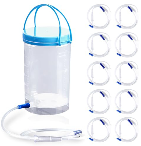 Premium lavemangsset – 1 200 ml lavemangssats, komplett kolonrengöringsset – kolon rengöringsmedel, inklusive 10 x BPA-fria kolonrör (26 cm)
