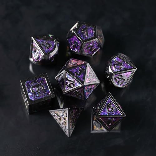 Elifel DND Metalliska Tärningar Polyedriska Tärningar D&D 7-delade Tärningar för Dungeons & Dragons Pathfinder RPG MTG D4 D6 D8 D10 D12 D20 D%