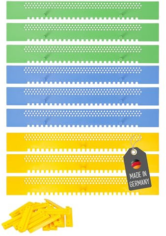 Lantelme 9 Stück Bienen Fluglochverkleinerer mit seitlichen Führungen | Fluglochschieber aus Kunststoff Farbe grün blau gelb | Imkereibedarf für Bienenbeute Bienenkasten | Imker Bienenflucht