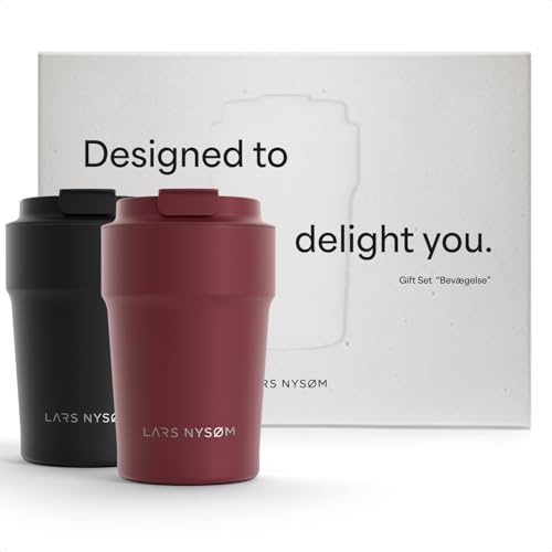 LARS NYSØM Thermo Coffee Mug-to-go Gift Set - 2 tazze termiche da 380 ml per caffè e tè - Il set di tazze a prova di perdite viene fornito in un'attraente confezione regalo