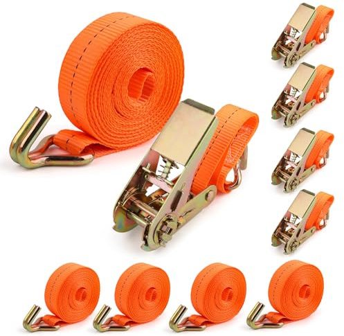 4 Stück Spanngurte mit Ratsche und Haken, 4M x 25mm Zurrgurt Heavy Duty für Motorräder, Auto, Anhänger, Ladungssicherung, Befestigungsgurt