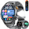 LIGE Reloj Inteligente Hombre, 1000mAh Batería/Linterna LED, Llamada Bluetooth Asistente de Voz, 100+ Modos Deportivos, 1,75 Exteriores Smartwatch Hombre para Android iOS, Negro-Gris