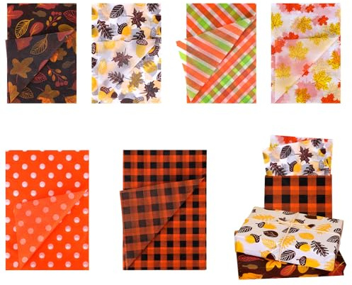 30 Hojas Papel de Seda para Acción Gracias, 35x50cm Papel Envolver Regalos Acción Gracias con 6 Estilos Otoño Suministros Envolver Regalos para Decoraciones de Fiestas Navideñas
