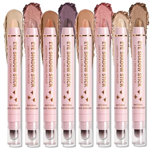 QIUFSSE 8PCS Eye Shadow Sticks,Dual-ended Eye Brightener Stick