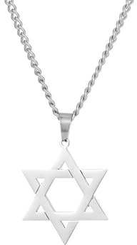 Collana Esagramma Stella di Davide Cultura Ebraica Acciaio Titanio Simbolo di Protezione Argento/Oro/Nero Sigillo di Salomone Ciondolo Unisex