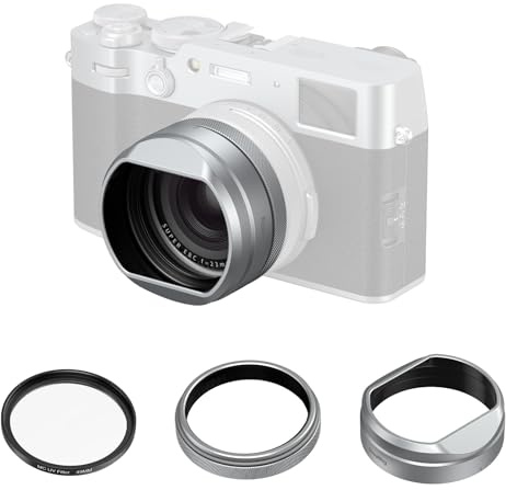 SMALLRIG UV Filter with Lens Hood Kit for FUJIFILM X100VI / X100V, UV Filter with 99% Light Transmission, Anti-Flare & Anti-Ghosting, Lens Hood in Aluminum Alloy, Silver - 5851