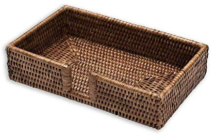 Caspari HG01 Halter für Gästetuch-Servietten, Rattan und Korb, braun, 32 x 40cm