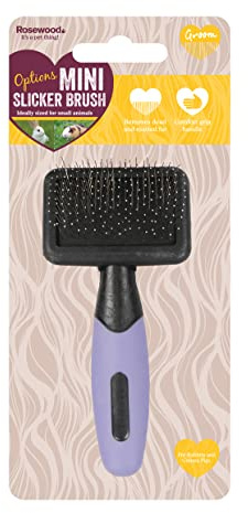 Rosewood Options Mini Slicker Brush for Small Animals, Gentle Brush, Ideal for Rabbits & Guinea Pigs, Black/Purple