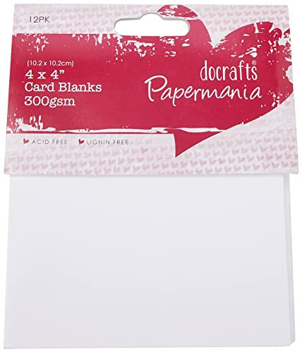 Papermania Blanko-Karten und Umschläge, 10 x 10 cm, 300 g/m², 12 Stück, Weiß