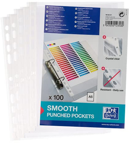 Oxford Prospekthüllen A5, glasklar, oben offen, 100er Pack