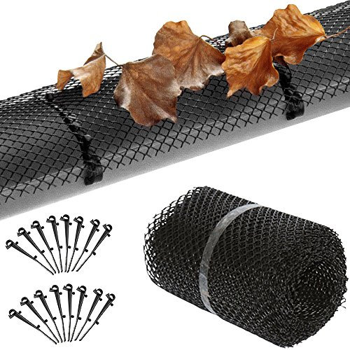 MONZANA® 6m Gutterring Mesh Protection with 16 Fastening Clips | Weatherproof Leaf Guard | Flexible Versatile Rain Gutter Debris Cover | Wire Guard | Trimmable, Can Be Cut To Size | Black