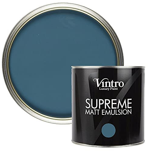 Vintro | Luxury Matt Emulsion | Blue | Smooth Chalky Finish | Multi Surface Paint | for Walls, Ceilings, Wood and Metal | 2.5L (French Navy)