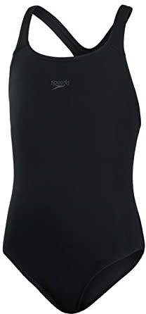 Speedo Bambina Costume da Bagno Eco Endurance+ Medalist | Resistenza al Cloro | Tessuto Riciclato | vestibilità Comoda | Lezioni di Nuoto | Nuoto e Vacanze Black 9-10