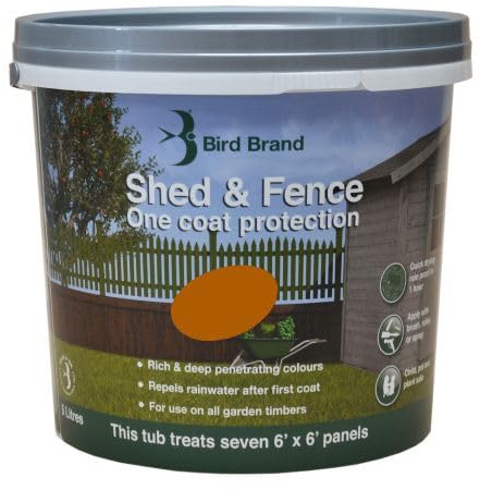 Bird Brand Shed & Fence One Coat Protection Woodcare Autumn Gold 5ltr | 0071