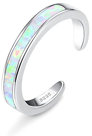 JeryWe Zehenring Silber 925 Damen Hypoallergen - Einstellbar Silber Zehenring Damen Blume CZ Opale Band Zehenringe Sommer Strand Geöffnet Zehenringe Wasserfest Fußschmuck Opale