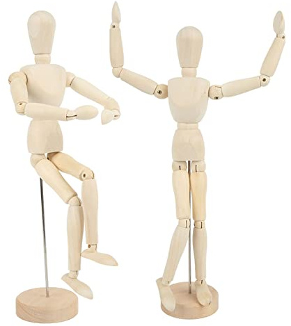 30cm Manichino Umano in Legno, Mini Schizzo Rotante Flessibile Disegno Figure in Legno Modelli Articolati Puzzle Giocattolo per Arredamento Domestico Puntelli Foto Giocattoli da Tavolo