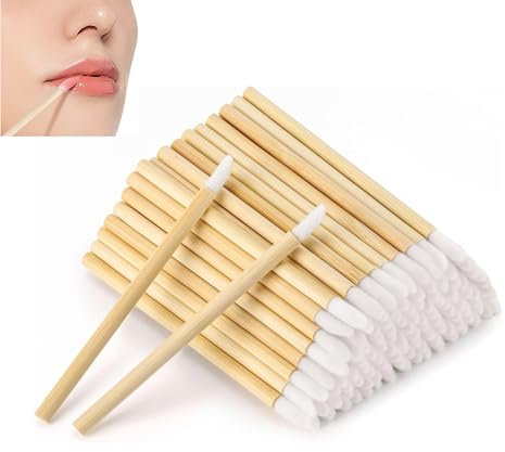 Pinceaux à lèvres anti-cernes en bambou - Pinceaux à lèvres jetables - Applicateur de rouge à lèvres - Outil de maquillage avec poignée en bambou - Kit d'outils de maquillage pour les lèvres, les