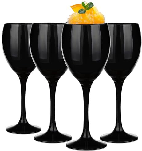 Glasmark KROSNO 1992 Juego de 4 copas de vino, 300 ml, copas de vino blanco, copas de vino tinto, copa de vino, postre, cóctel, vasos de agua, aptos para lavavajillas, negro