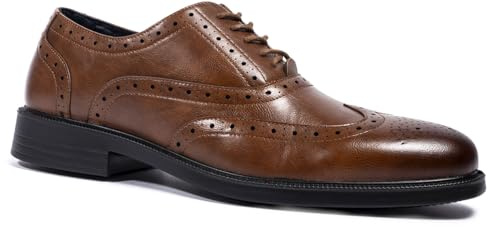 Dr Lightfoot Men's Wide Fit Memory Foam Insock Oxford Brogue Shoes (Tan, UK Footwear Size System, Adult, Men, Numeric, Wide, 7)
