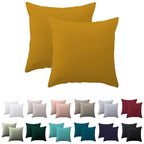 Nesture Kissenbezug 80 x 80 2er Set - kopfkissenbezug 80x80 cm Gelb, 100% Mikrofaser kissenbezüge mit Reißverschluss, Weich und Bügelfrei