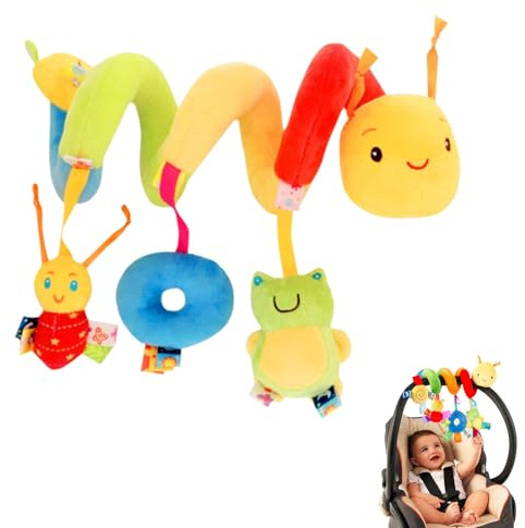 Spiral Pram Toys for Babies,Animal Spiral Pram Hanging Toys for Stroller Cot,Spiral Activity Hanging Toy,Car Seat Toy,Wrap Around Hanging Toy for Infant 0-6 Month Baby (Caterpillar)