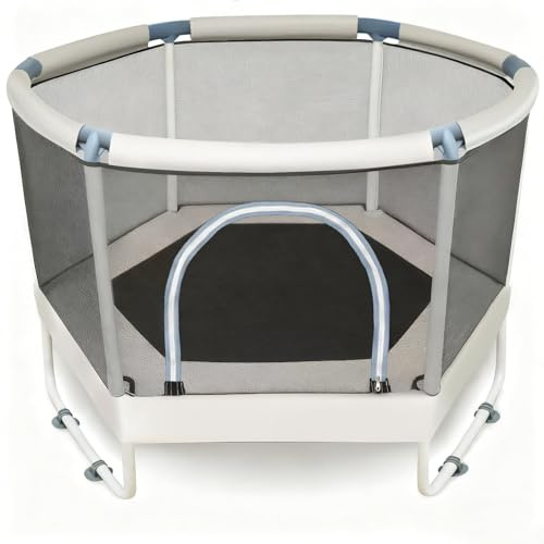 LUSK 60'' Kids Trampoline, Indoor Toddler Trampoline with Safety Net, 500lb Capacity, Safe No-Gap Design & Kid-Friendly Materials, Gifts for Boys & Girls