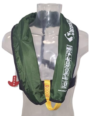 Lalizas Automatik-Rettungsweste Sigma 170N ab 40 kg, Erwachsene, Oliv, aufblasbare Schwimmweste 150N