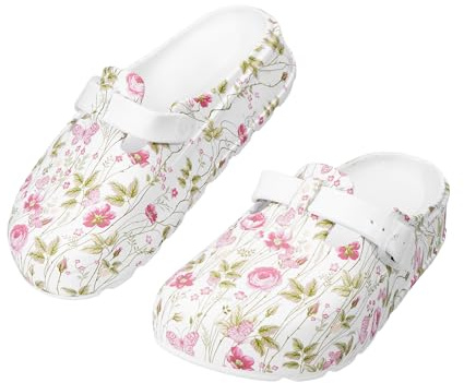 JOMIX Sabot Donna in Gomma EVA Leggeri Zoccoli Chiusi con Fibbia Regolabile Fantasia Floreale Suola Antiscivolo Semi-Impermeabili e Lavabili per Casa Giardino Mare WEG260449 Rosso 38