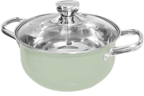EXHUMKY Stainless Steel Stock Pot with Lid 24cm Thickened Soup Pot Double Handle Stewpot for Home Kitchen Induction and Gas Stove Cooking
