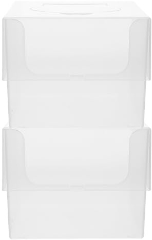 TOKIDNY Caja Porta Toallas Desechables de Plástico Transparente, Caja Cuadrada para Toallitas Faciales y Pañuelos de Tela No Tejida, 2 Unidades para Uso Infantil y Limpieza Facial