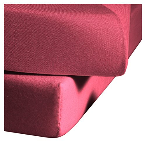 Fleuresse Jerseyspannlaken, rot, 110 x 200 - 120 x 200 cm