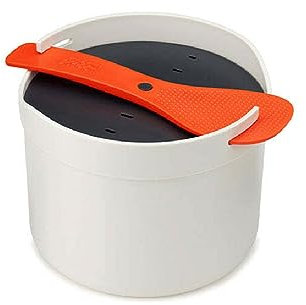 Joseph Joseph M-Cuisine - Mikrowellen Reis und Getreidekocher Dampfgarer, 2 Liter - Stein/Orange