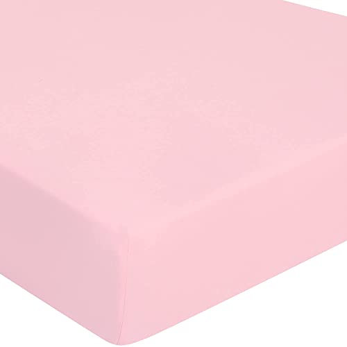 Dudu N Girlie - Cot Fitted Sheets 140 x 70cm | Bedding For Cot bed | Soft Jersey Cotton Baby Sheets 140 x 70 Fully Elasticated Skirt Breathable Easy Care (Single Pack, Pink)