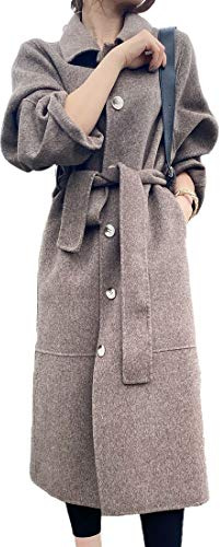 Grneric Nuovo cappotto di lana pura doppio-lati di lana per le donne (Cammello, Dimensione media)