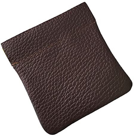 FAST WORLD SHOPPING ® Geldbörse aus echtem Leder, Made in Italy, Unisex, Federverschluss, Snap, braun, 9 x 9 x 1