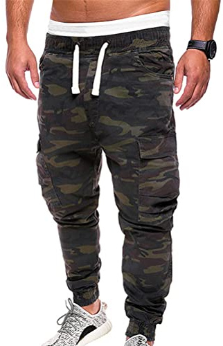 Tomwell Pantalon Homme Cargo Militaire Casual Workout Automne Et Hiver Mode Casual Sport De Jogging De Sport Occasionnels Lâche De Survêtement Pantalon A Armée Verte XL