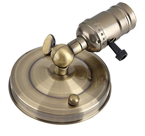 YUMILI Portalámparas, portalámparas Vintage E26/E27 lámpara de Pared con Interruptor para Uso doméstico y decoración 220V para Sala de Estar, Dormitorio(Bronce)