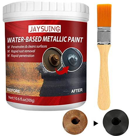 Eliminador de óxido para metal, pintura removedora de óxido de 300 g con cepillo, imprimación de revestimiento de automóvil con protección antioxidante, inhibidor de óxido funciona en acero oxidado