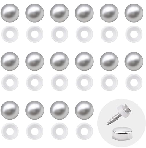 INCREWAY 100pcs Screw Covers Plastic Screw Cover, Plastic Dome Screw Cap (Bright Silver)