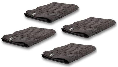 AGA.PIE 4er Set Bambus Lyocell Waschlappen - Dunkelgrau, 30x30 cm, Bio Oeko-Tex 100, GOTS Zertifiziert, mit Bio Baumwolle, Nachhaltig, Waffelpique - Waschtücher, Seiftücher - 4 Stück