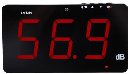 Greensen Sonomètre Numérique LCD à Montage Mural de 9,6 Pouces, Sonomètre Numérique 30-130 DB avec Alarme et Verrouillage des Données pour Les Familles, Les Bureaux, Les Hôtels, Les