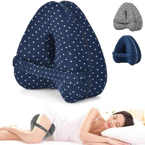 Twshiny Coussin de genou pour dormir sur le côté, oreiller d'alignement des jambes en mousse à mémoire de forme avec sangles réglables, soutien des hanches pour soulager les douleurs aux jambes et au